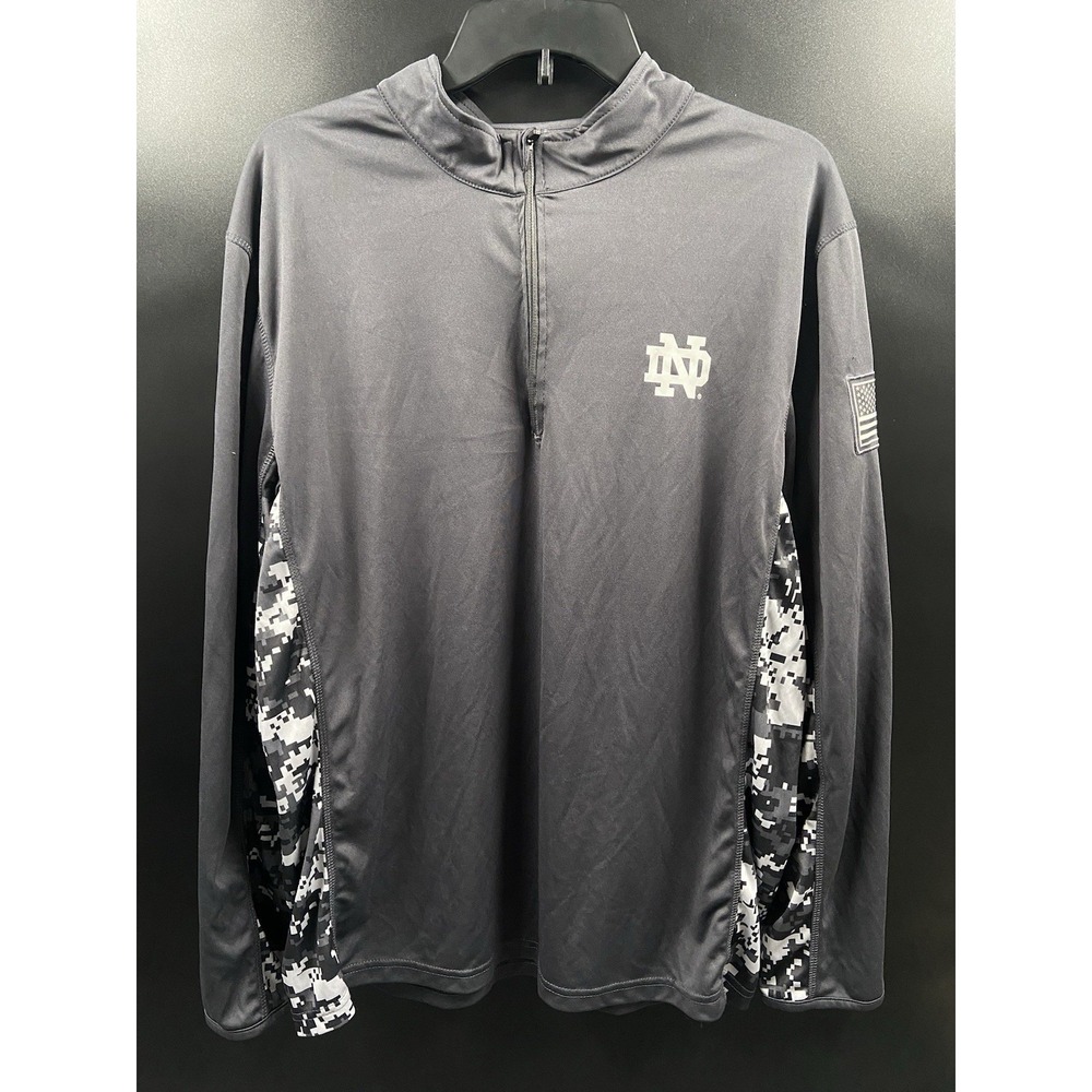 Notre Dame Fighting Irish OHT Gray Digital Camo 1/4 Zip‎ Light Sweatshirt Size L